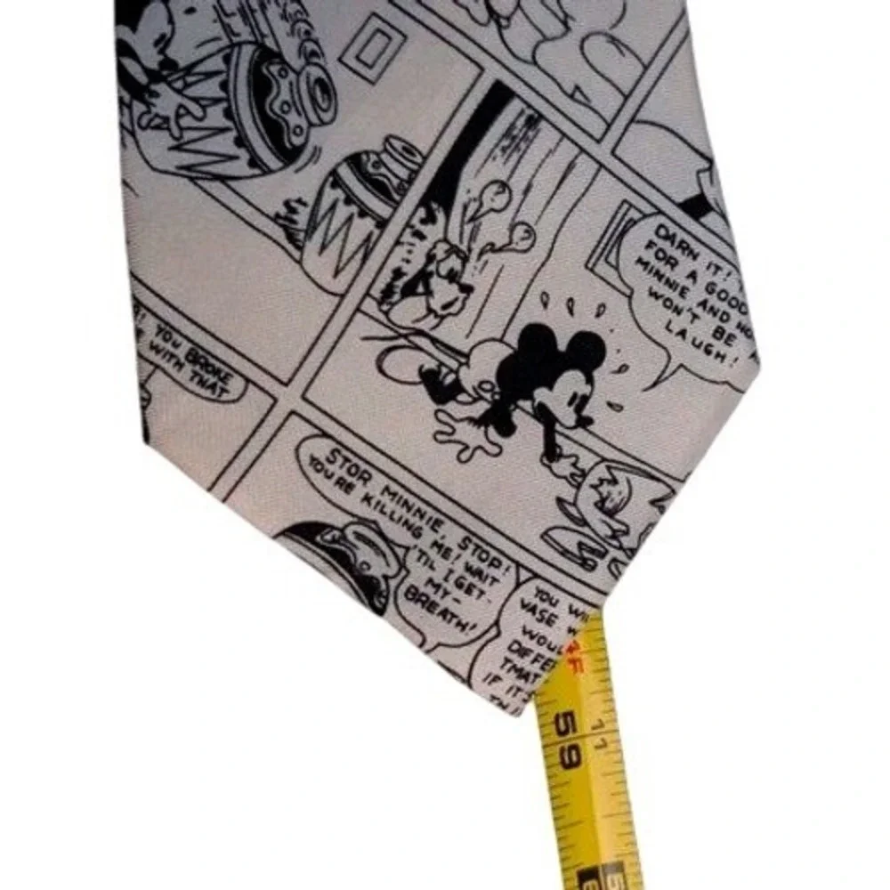 VTG. ~ Mickey & Co. Balancine~Black White Comic Strip~Silk~Men's Necktie ~ 90s